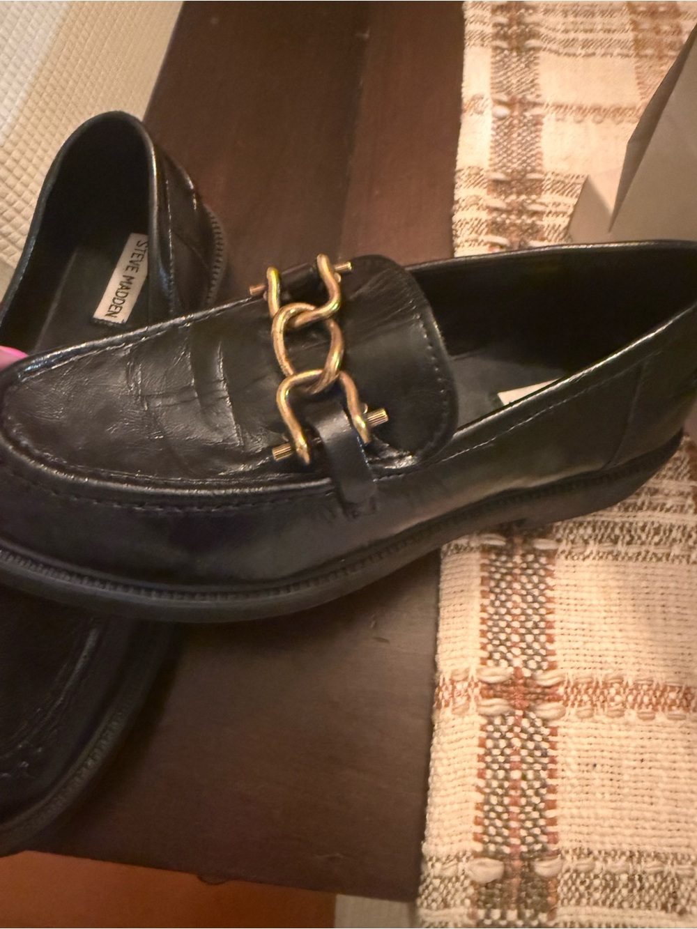 Steve Madden women’s Black Leather Bit Loafers